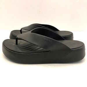 Crocs Platform Thong Flip Flops Black Sandals Womens 11